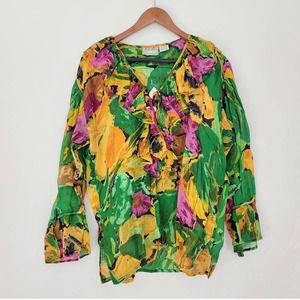 Green Speed Limit MPH Floral Ruffle Blouse